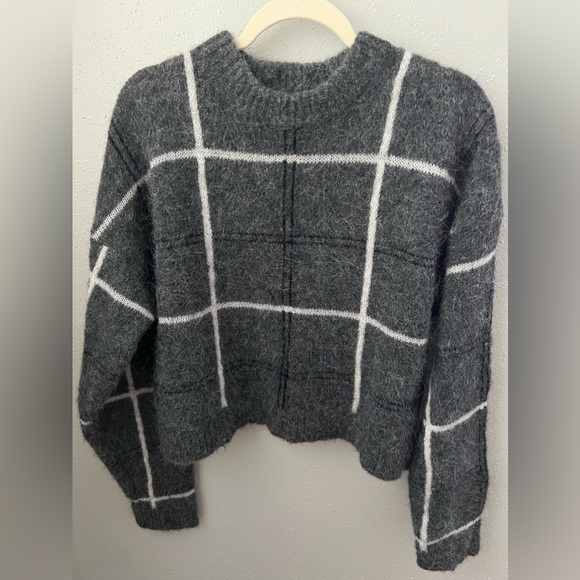 LITA by Ciara Nurture Manchester Plaid Funnel Neck Alpaca Blend Sweater size M - Picture 2 of 7